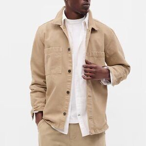 NWT Gap Mens Tan Khaki Denim Utility Overshirt